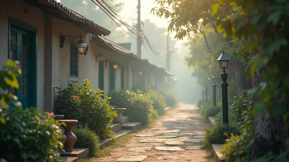 Góc nhìn ngang của công trình nhà ở đang xây dựng với máy móc và công nhân làm việc