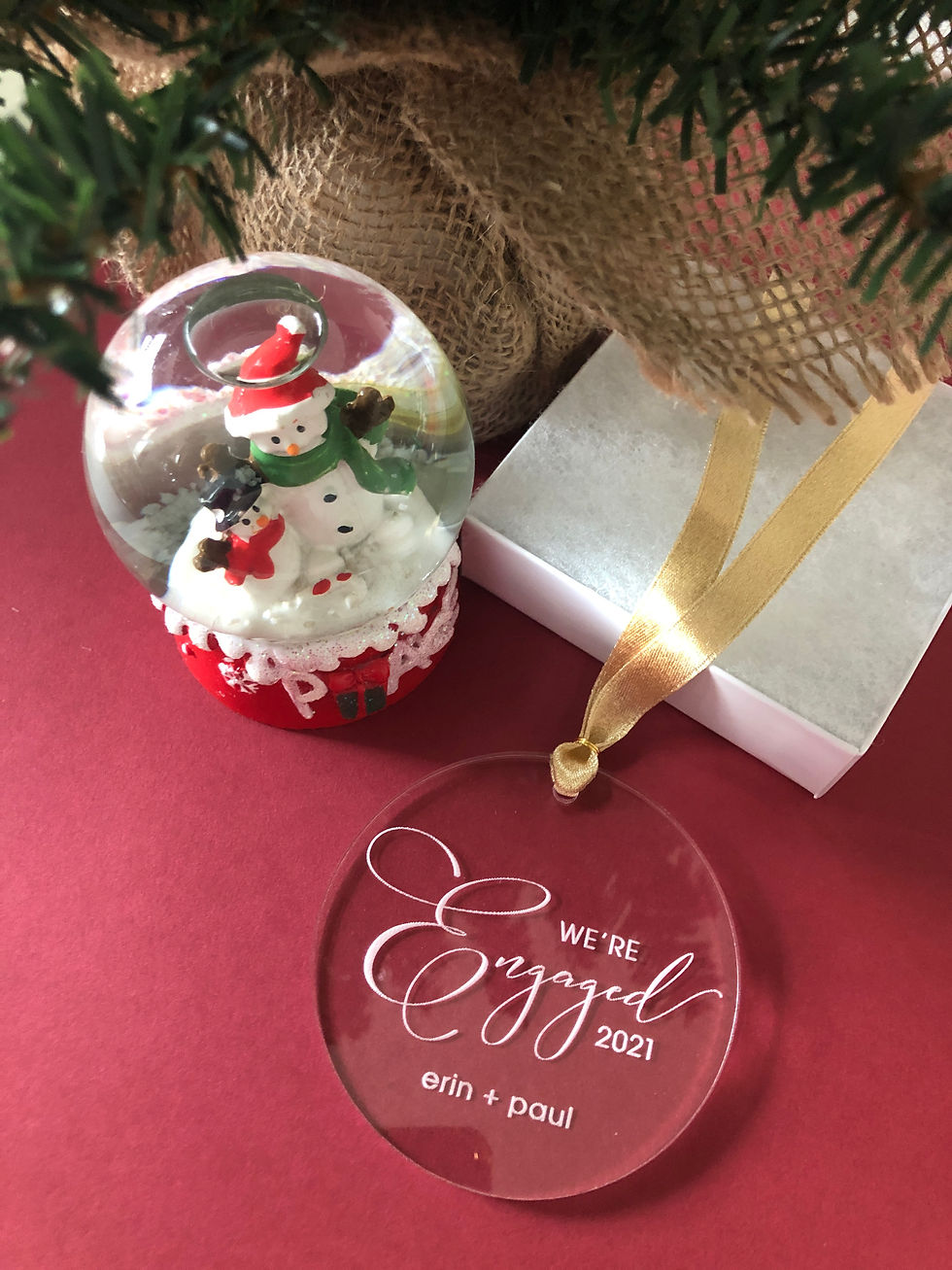 Thumbnail: Engagement Ornament Personalized 2021 with Names & Year for Newly Engaged Couple