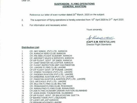 Extension in Flight Suspension till 21st April