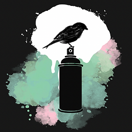 Bird sitting on spray can Logo Marleen T Art