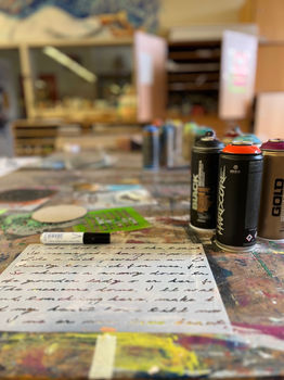 stencil on table