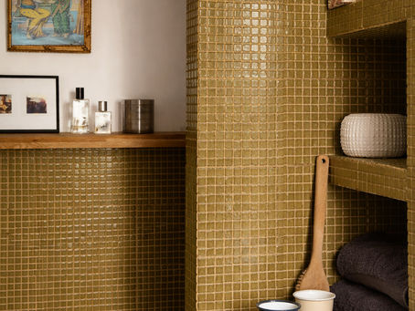 salle de bain brun cumin carrelage paris