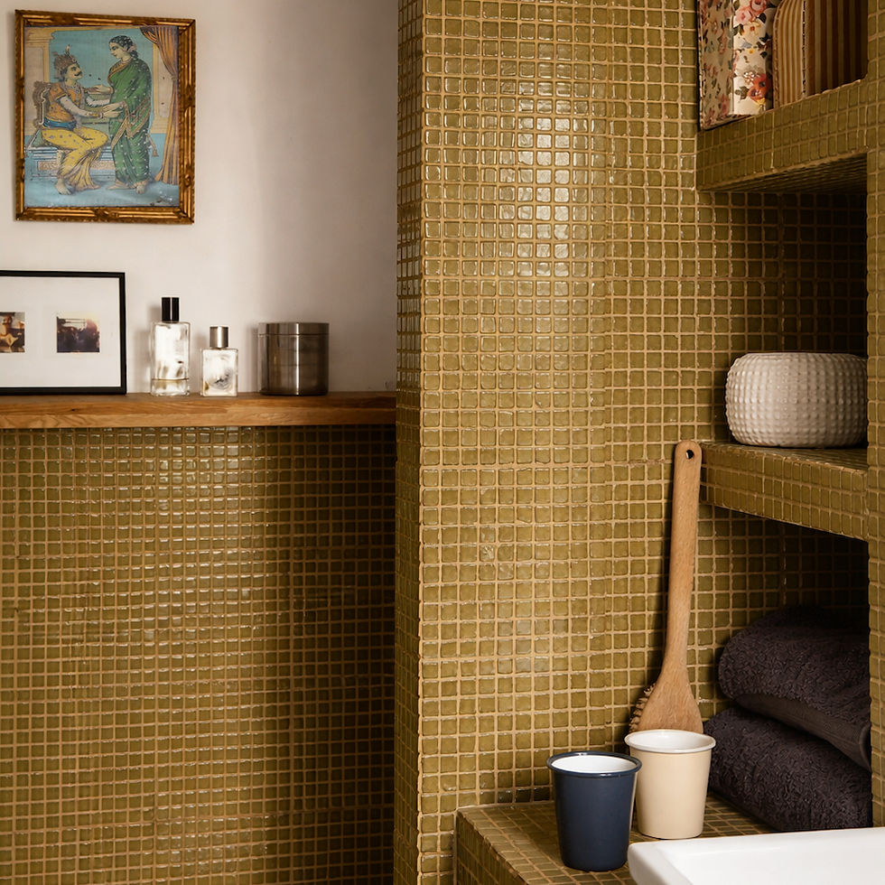 salle de bain brun cumin carrelage paris