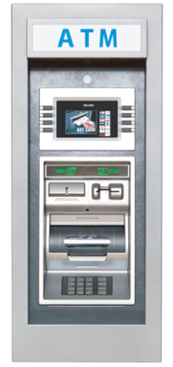 Lowest-Cost Wall Mount ATM Machine. Front View.