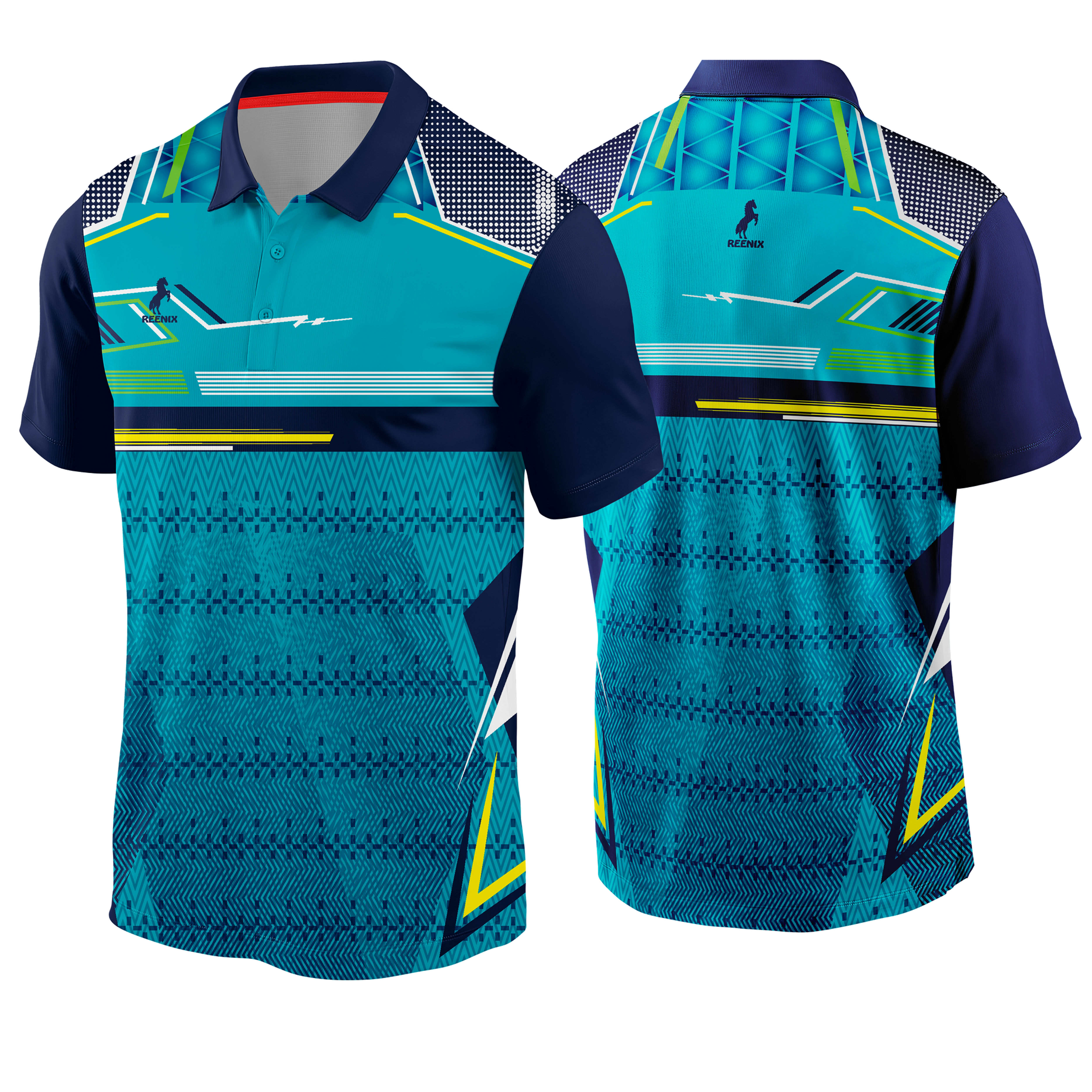 T-Shirt Green - Blue Graphic Printed