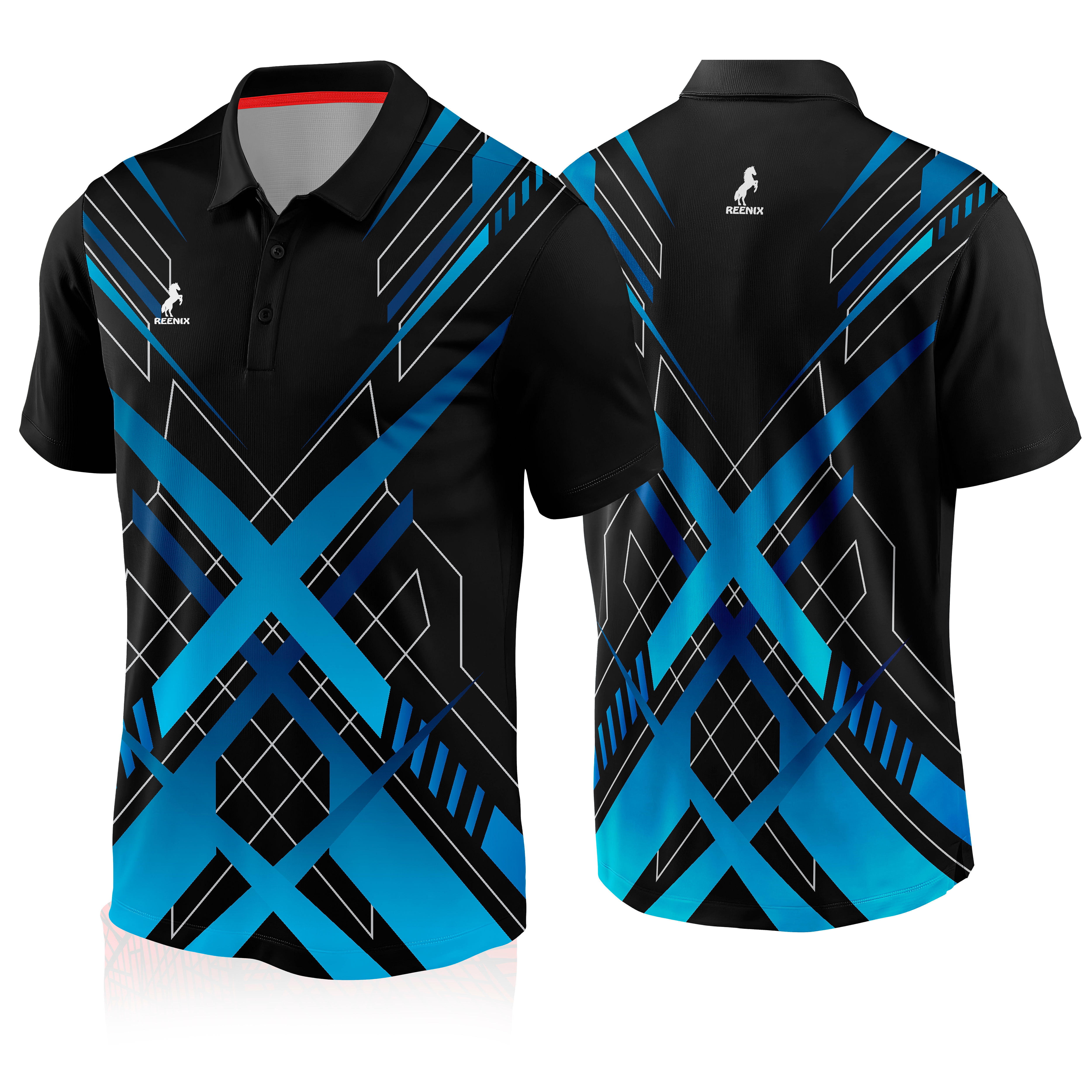 T-Shirt Black - Blue Graphic Printed