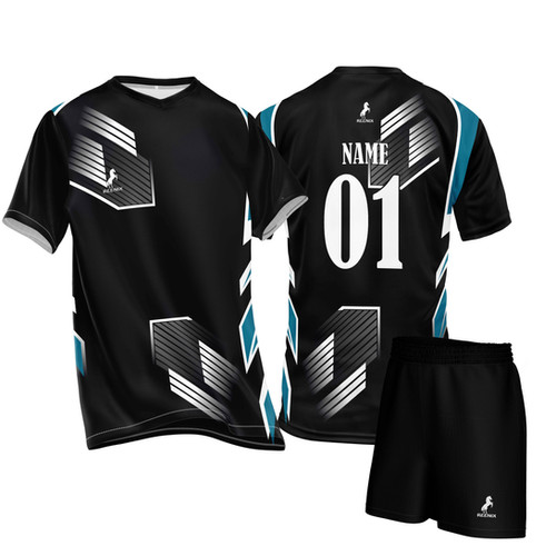 Volleyball Playing Kit BlackBlack Dryfit Graphic printed CUZVB38
