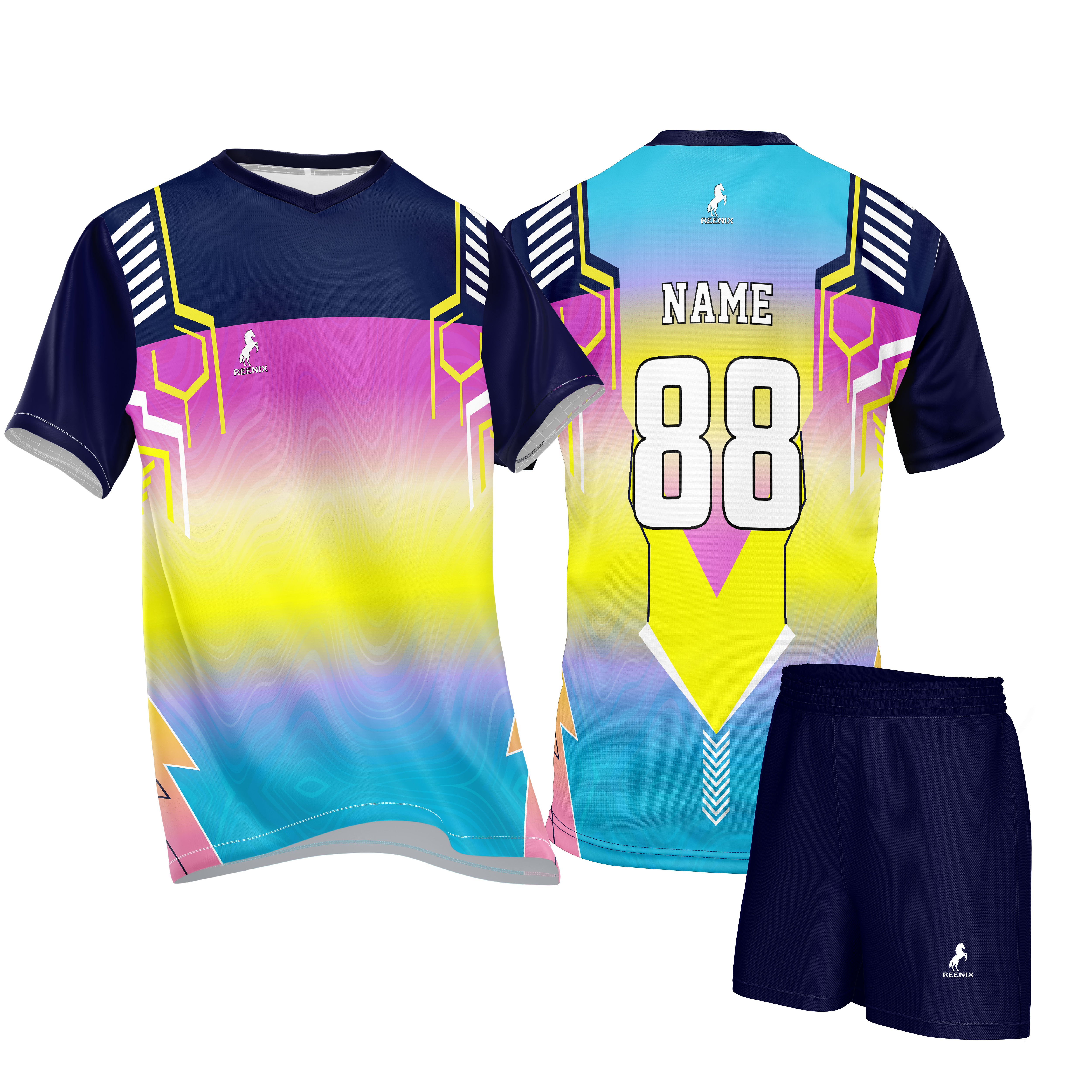 Volleyball Playing Navy - Yellow Dryfit - Graphic printed