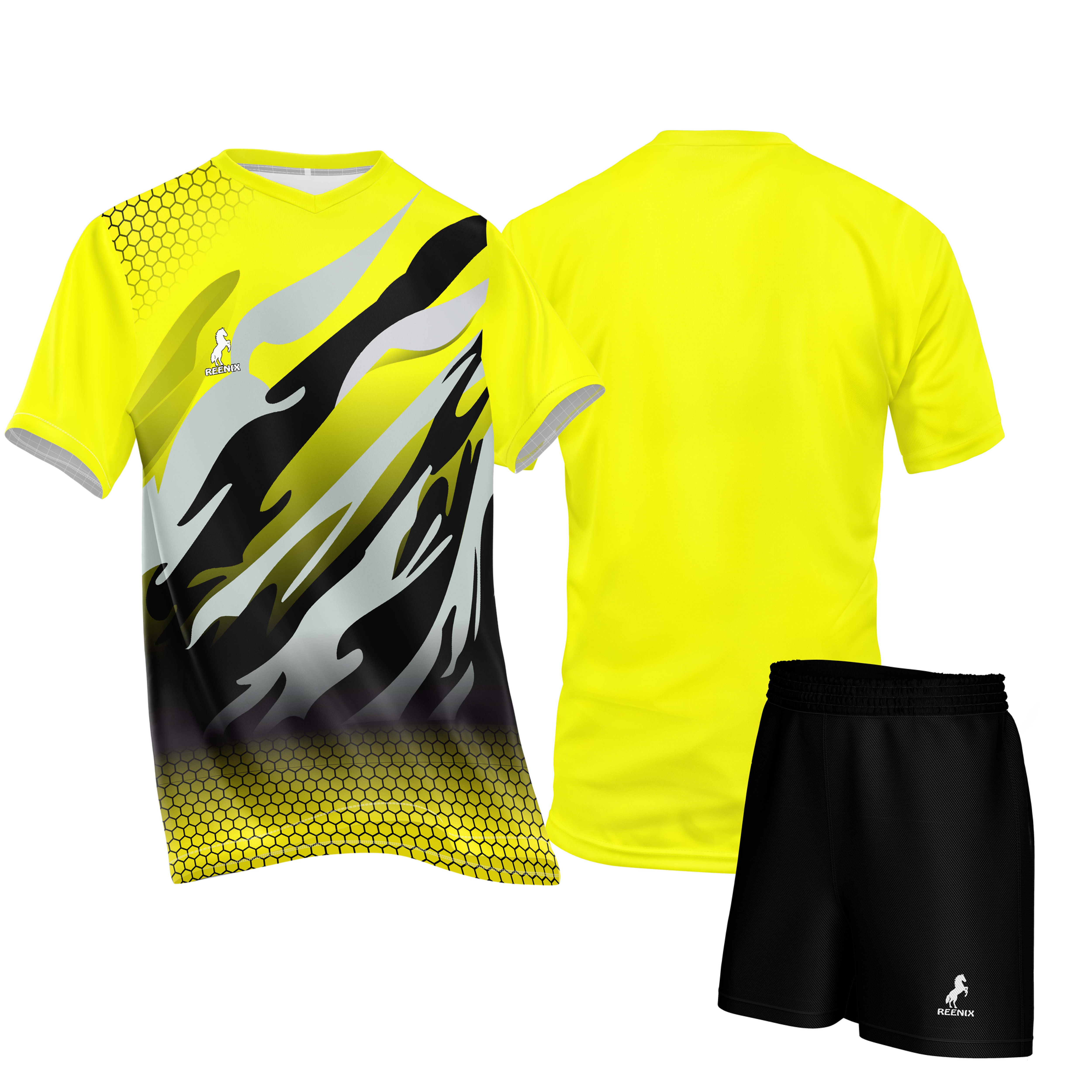 Volleyball Playing Kit Dryfit -Black-Lemon Yellow- RVB103