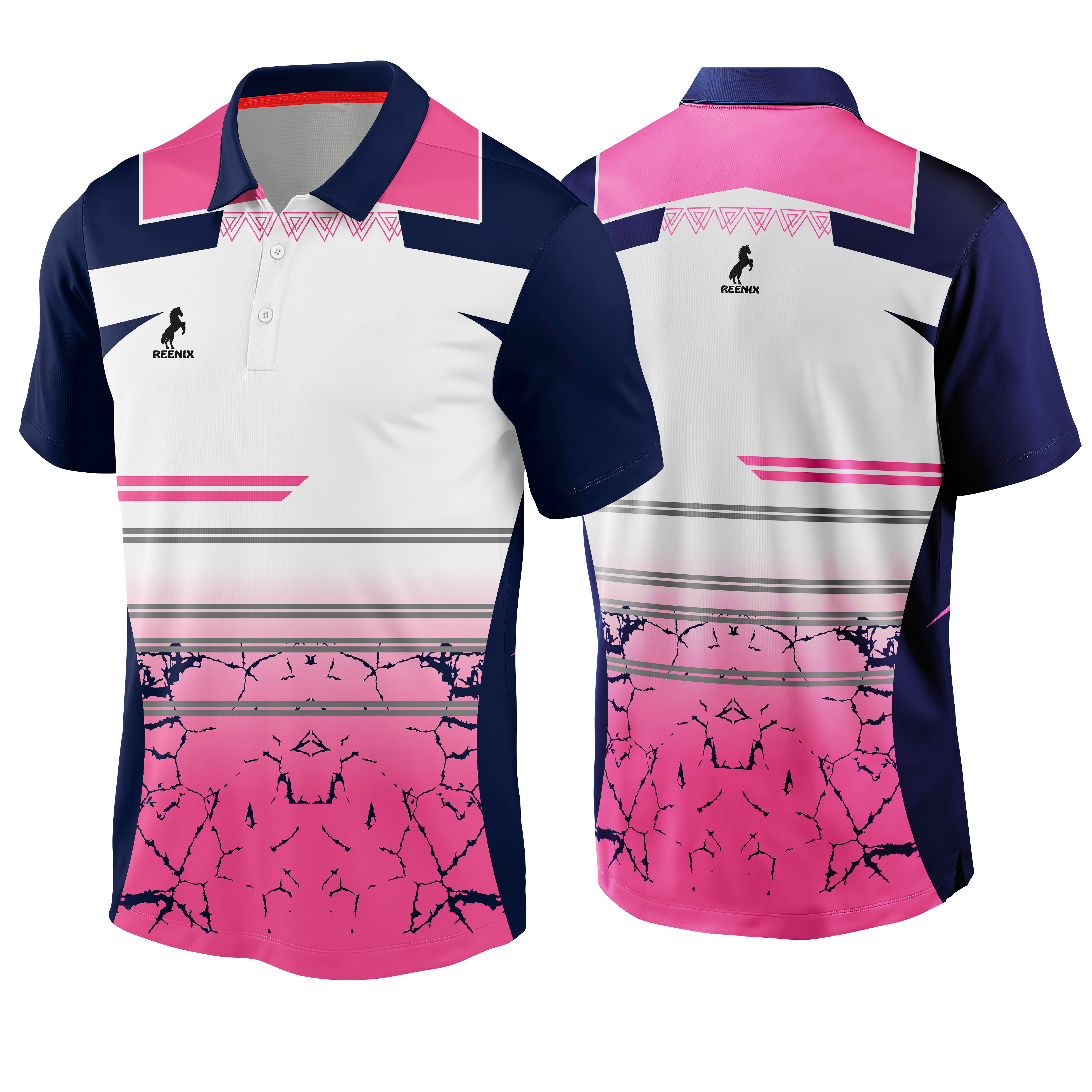 T-Shirt Pink- Navy Graphic printed