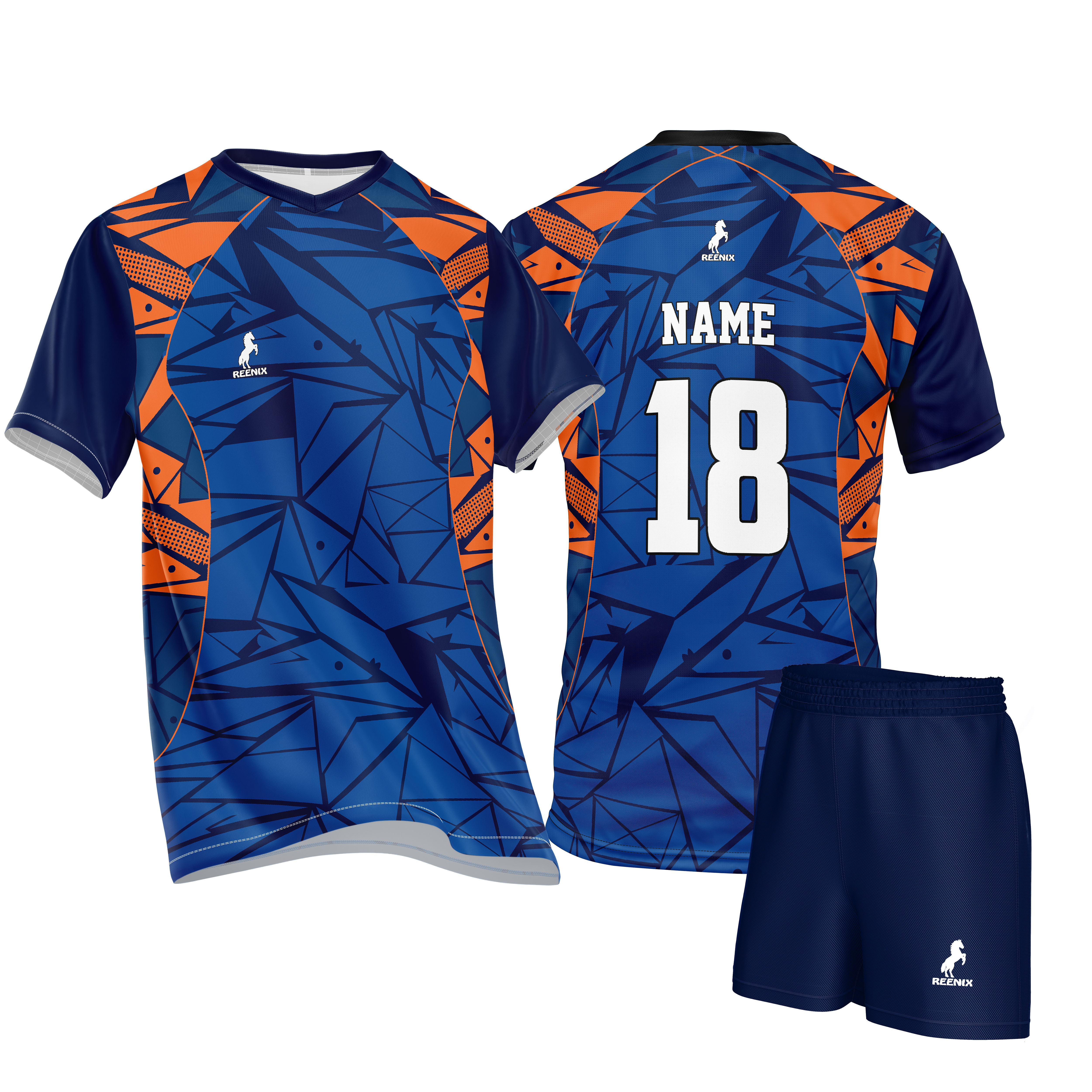 Volleyball Playing Kit Royal - Navy Dryfit - Graphic printed