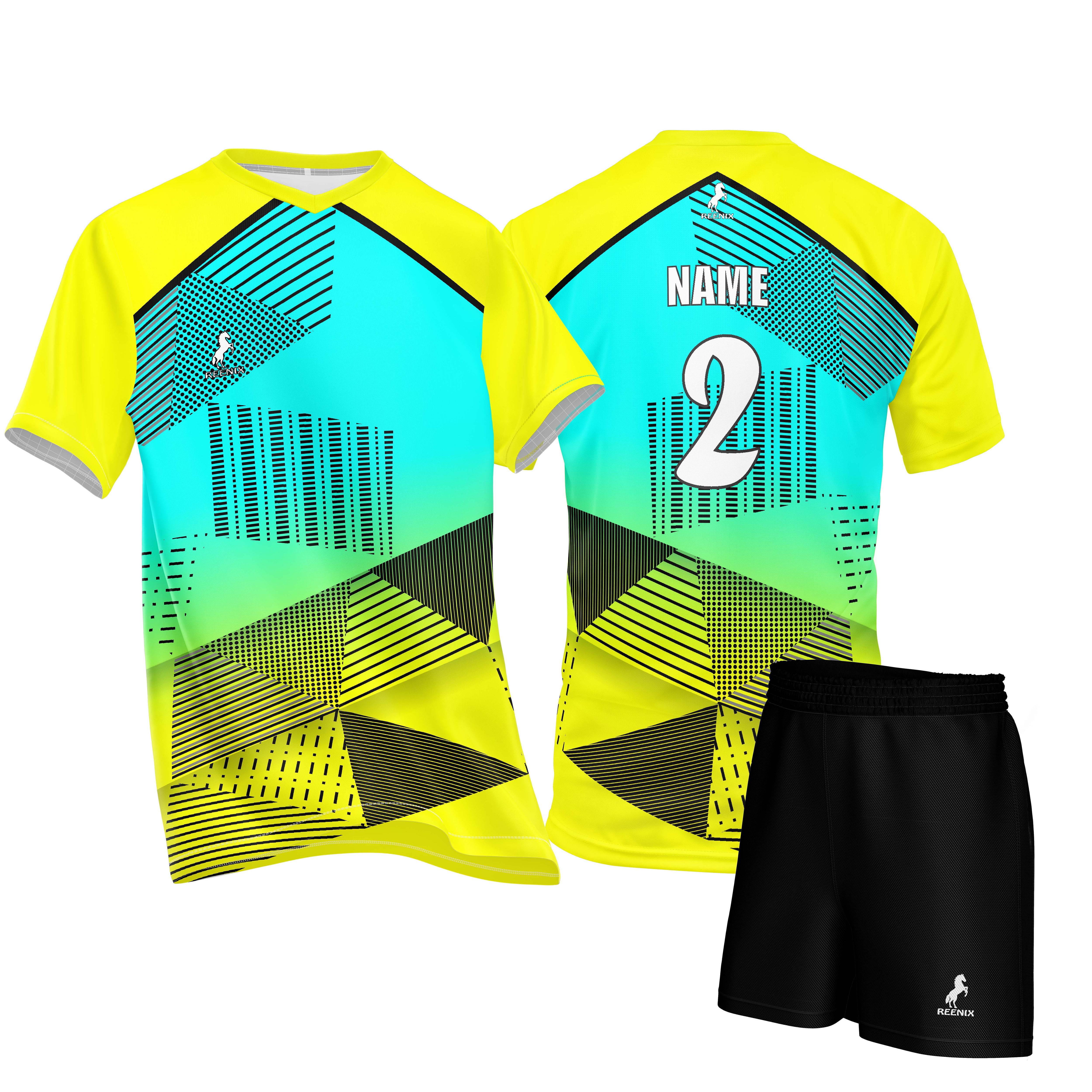 Volleyball Playing Kit Black-Lemon Yellow Dryfit - Graphic printed CUZ-B106