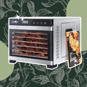 Food Dehydrator COSORI Food Dehydrator, Bigger Than 7 Trays With Large 6.5" Drying Space, 600W Power Saves More Time Than 480W, 165°F Dehydrated Dryer for Jerky, Dog Treats, Herbs, Meat, Fruit, and Yogurt, Silver