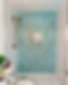 Blue herringbone shower tile installation calming nature inspired bathroom design