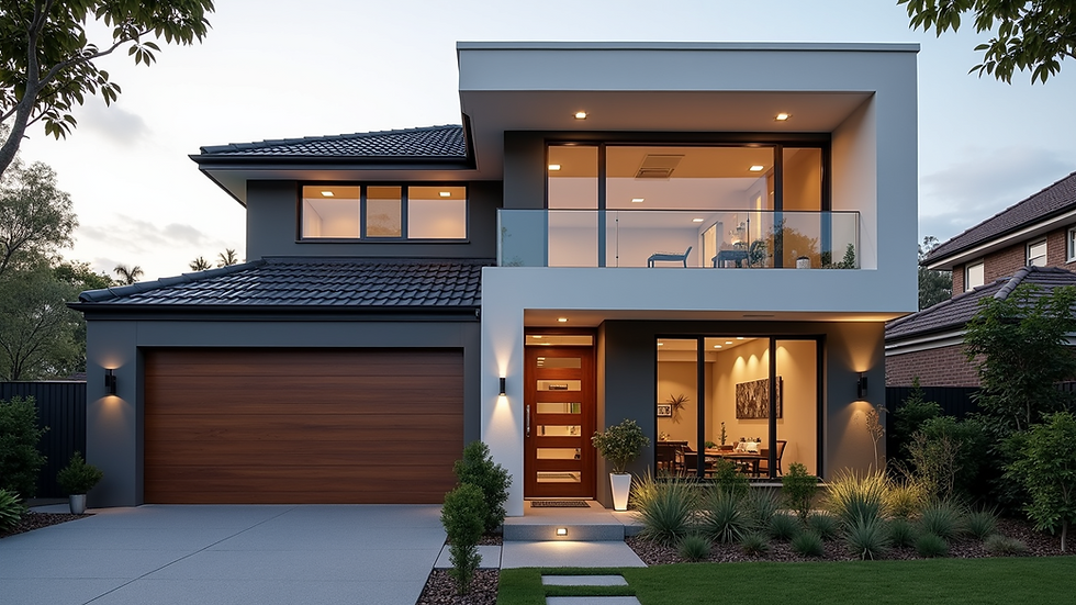 Eye-level view of a modern house exterior in Baulkham Hills