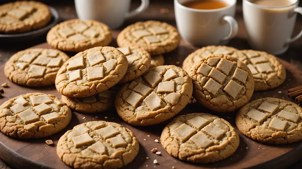 Eye-level view of freshly baked chai spiced cookies