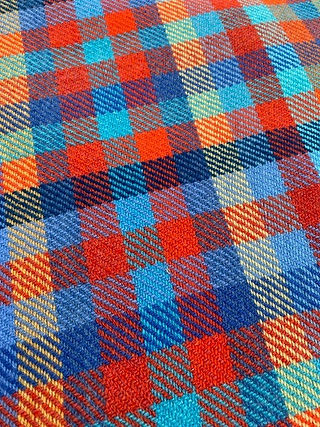 orange and blue twill handwoven fabric