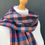Thumbnail: handwoven checked pink blue orange merino wool scarf