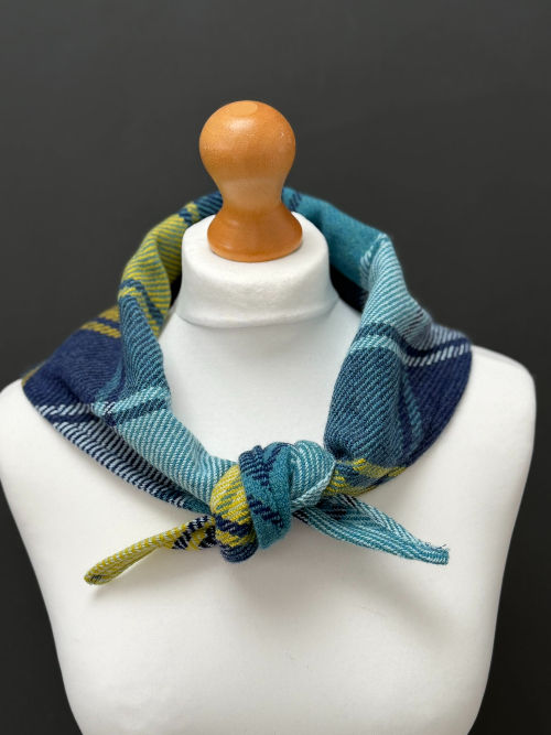 Thumbnail: handwoven triangle scarf worn around neck