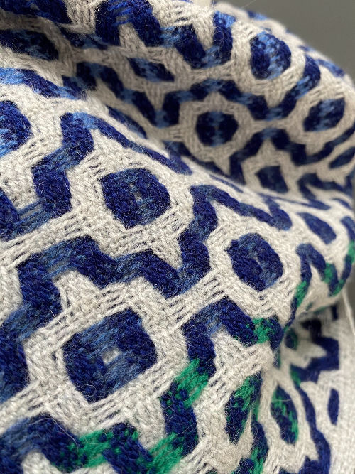 Thumbnail: handwoven blue and grey merino scarf