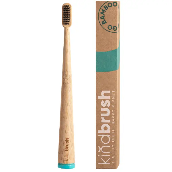 Kindbrush: Adult Bamboo Toothbrush, Aqua/Blue