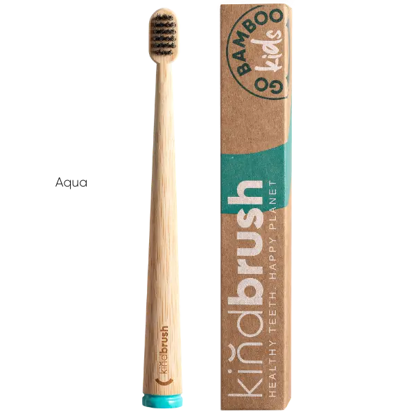 Kindbrush: Kids Bamboo Toothbrush, Aqua/Blue