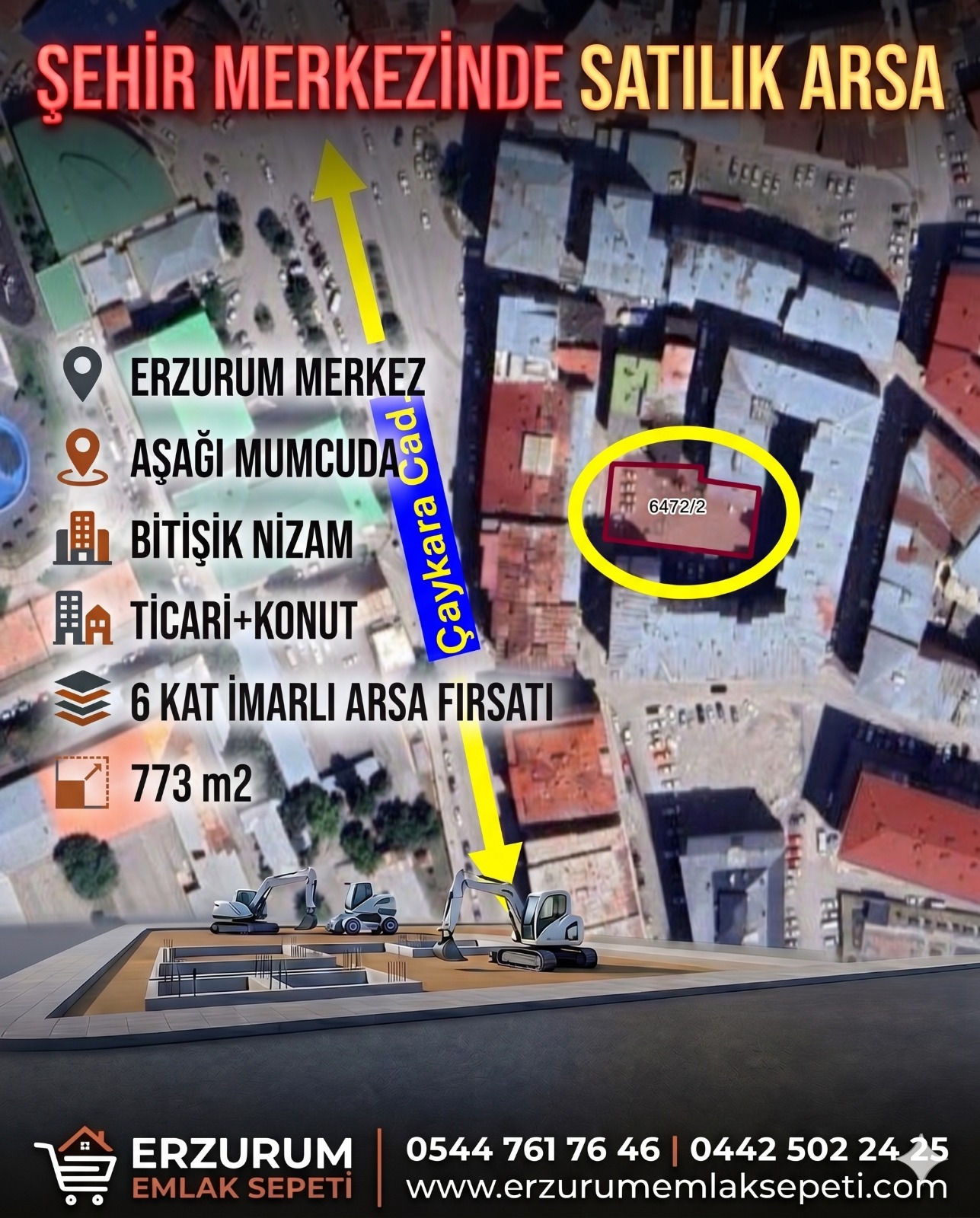 ŞEHİR MERKEZİNDE 773 M2 SATILIK TİCARİ+KONUT ARSA