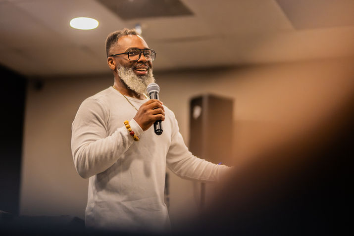 Pastor delivering message at Local Church inaugural service