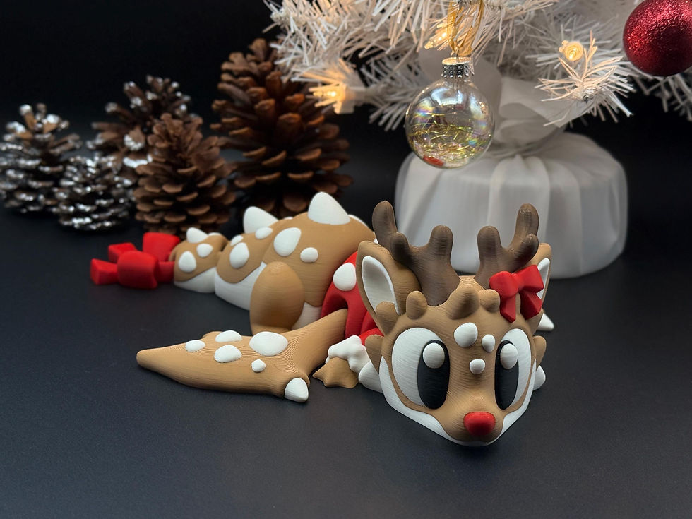 Thumbnail: Reindeer Dragon - 3D Printed Figure - Party Favors - Christmas Figure