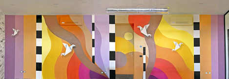 Site-specific mural integration in private space
