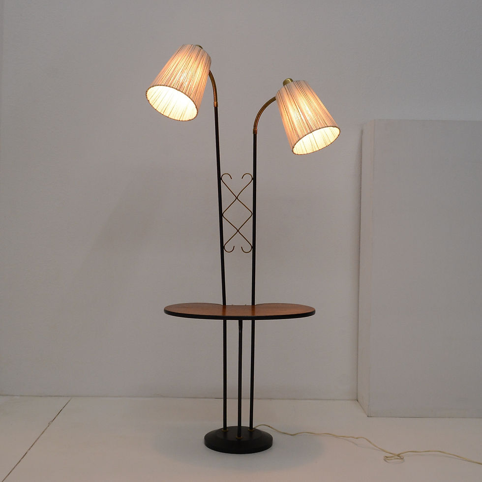 Thumbnail: Teak, Iron, & Brass Lamp Table - Sweden, c. 1950s