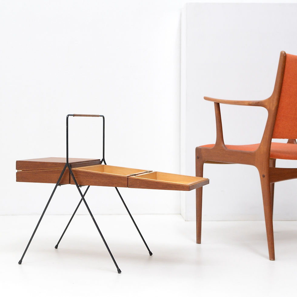 Thumbnail: Teak, Iron & Cane Storage Stand, Netherlands  c. 1950s