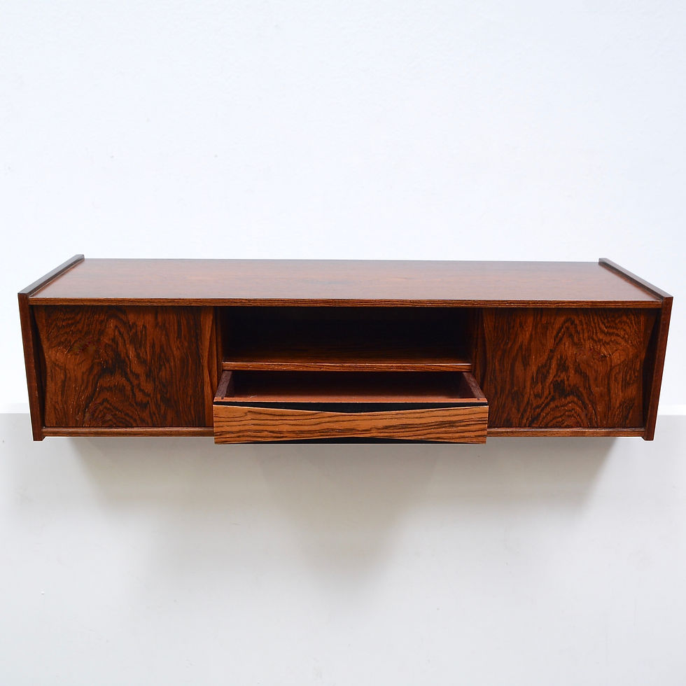 Thumbnail: Danish Modern Floating Rosewood Mini Console Shelf Cabinet