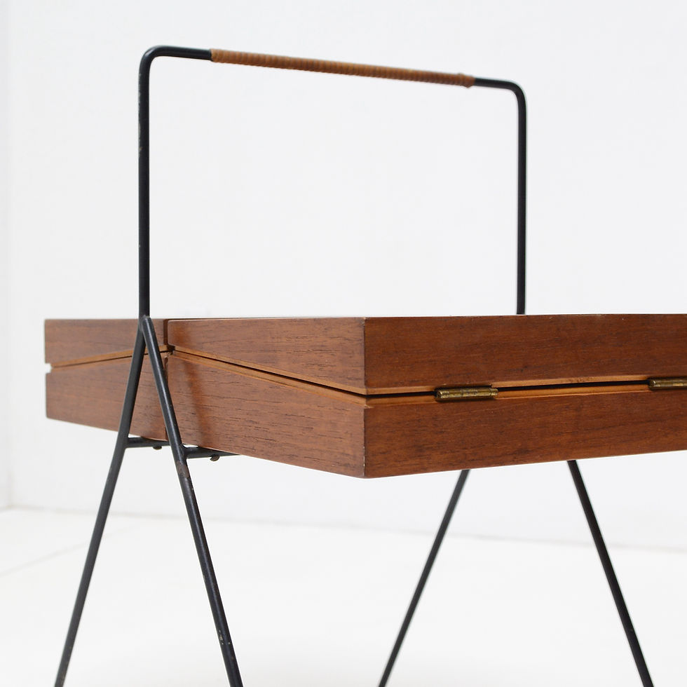 Thumbnail: Teak, Iron & Cane Storage Stand, Netherlands  c. 1950s
