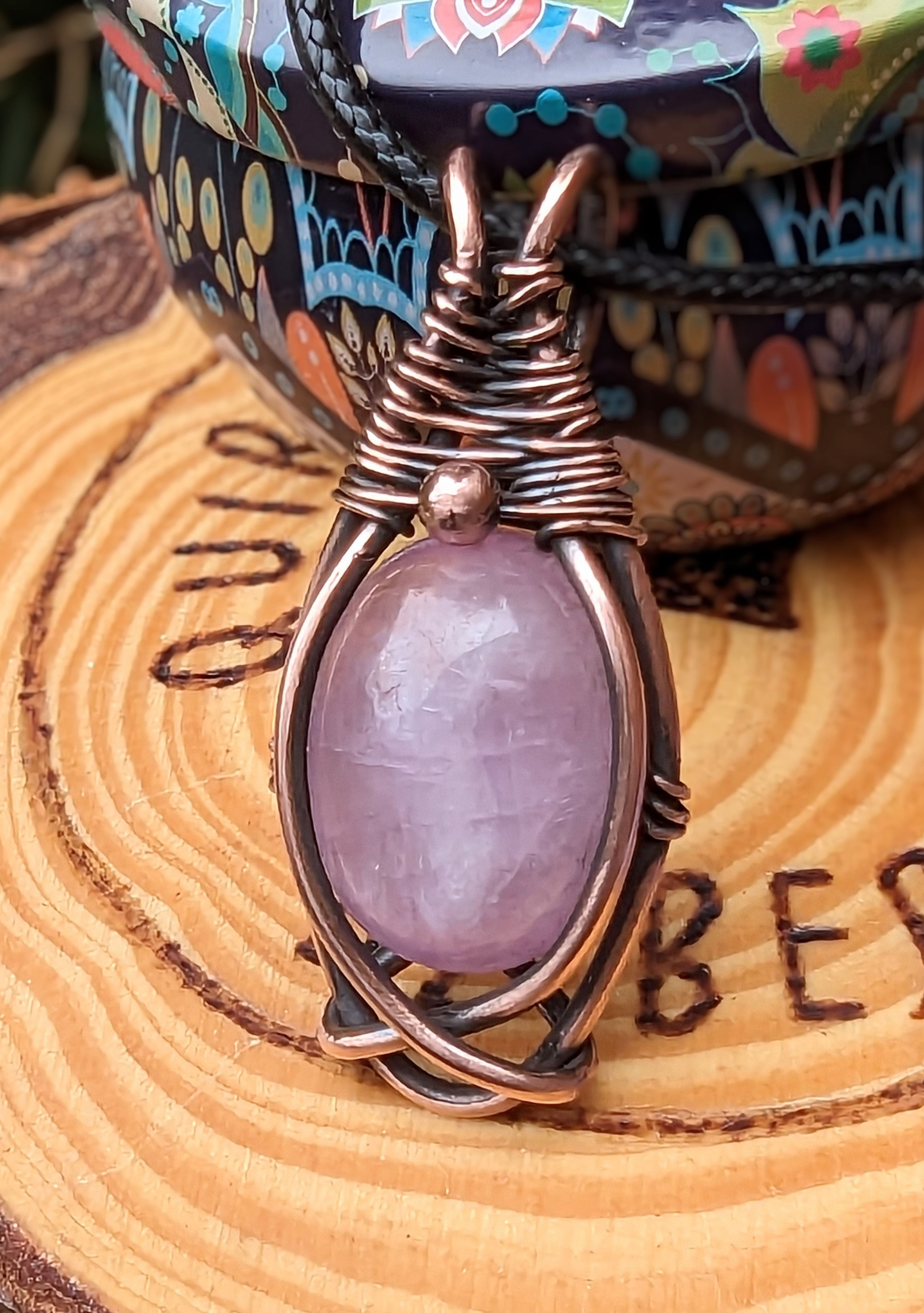 Kunzite and Copper Pendant 