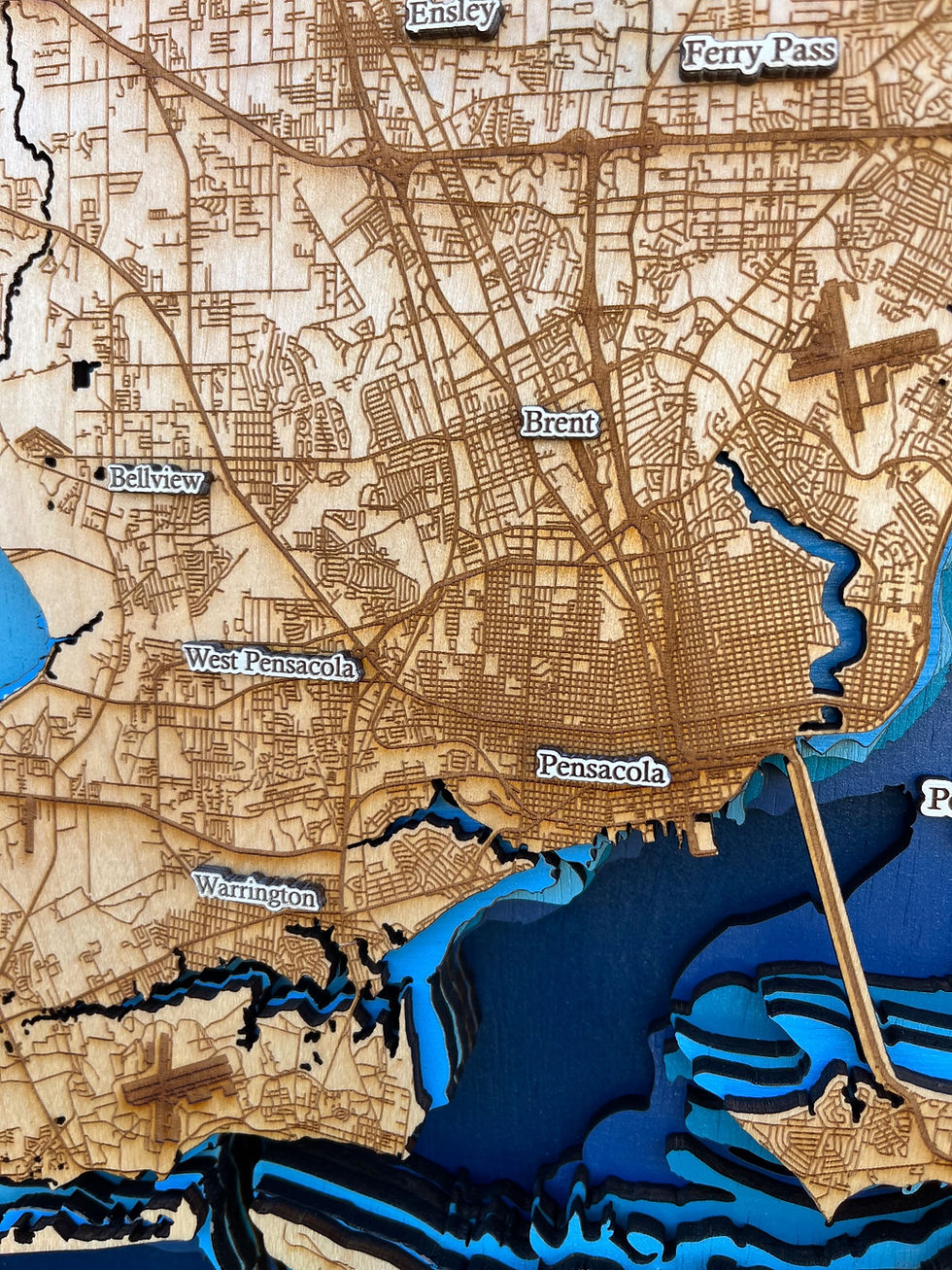 Thumbnail: Wood Map - Pensacola Bay , Florida