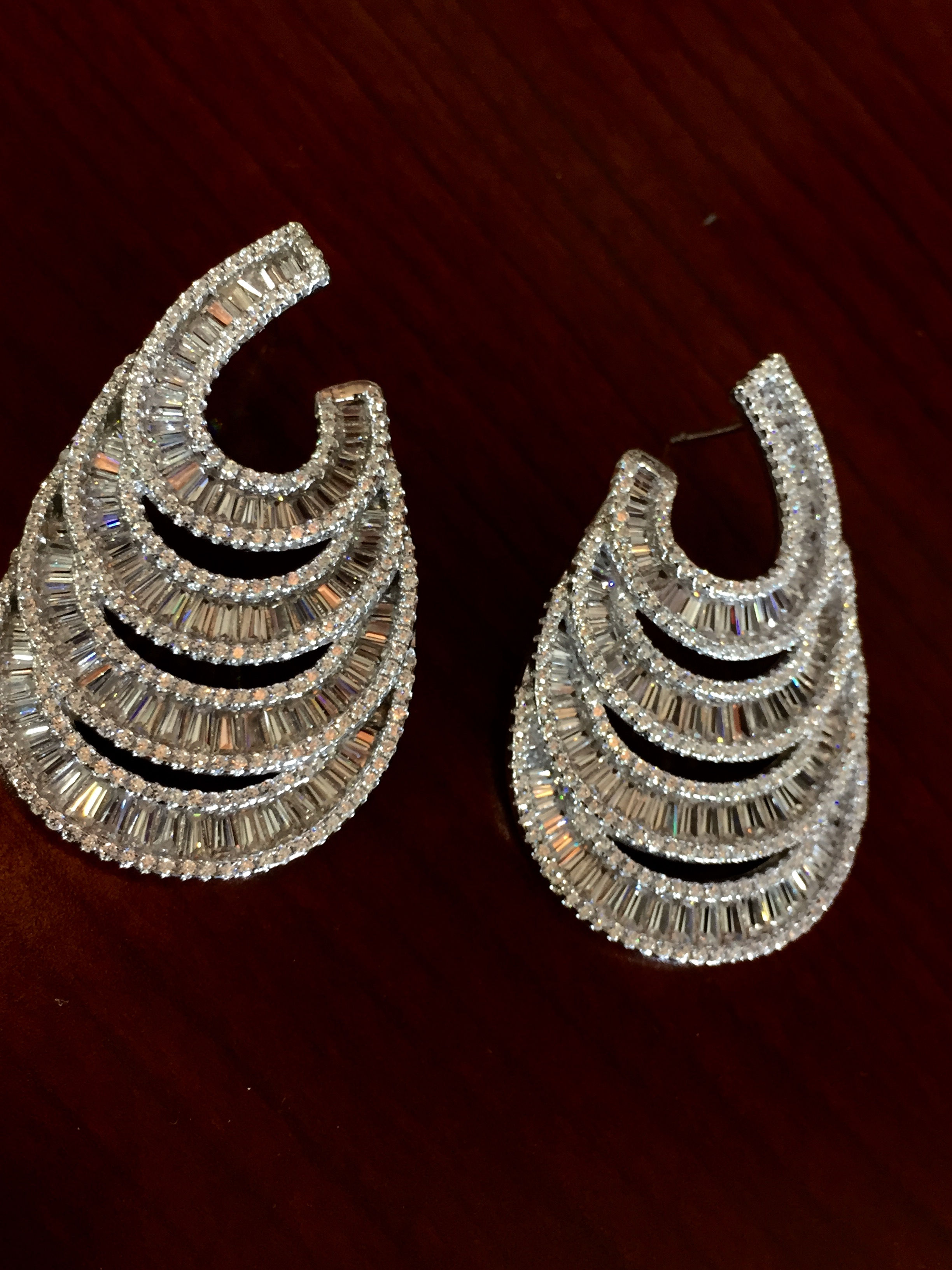 .925 Baguette Wave Earrings