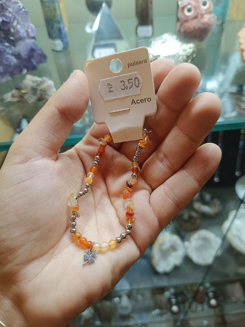 Miniatura: PULSERA DE ACERO Y MINERAL 
