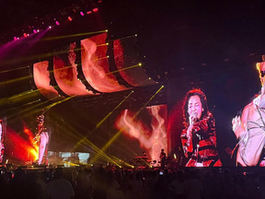 Creative stage visuals featuring INFiLED AP Series screens at 2NE1's concert in Kuala Lumpur