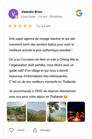 Avis voyageurs Thailande évasion Agence de voyage Thailande