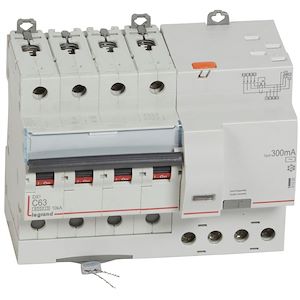 Legrand Disjoncteur diff DX³ 6000 -vis/auto-4P-400V~-63A-typeAC-300mA-10kA-courb