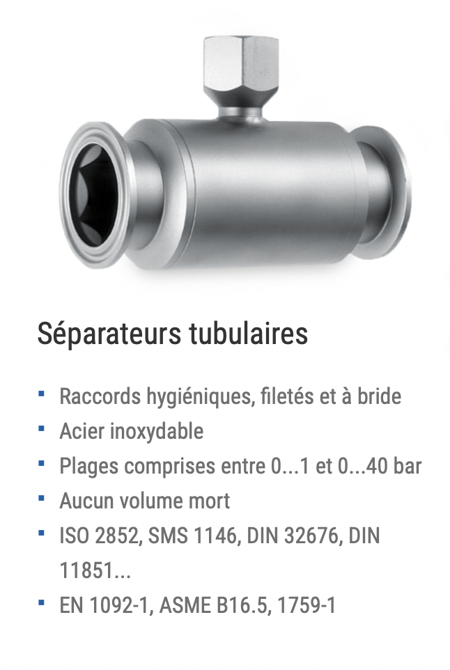 Séparateur de pression. Polyvalent et robuste.
