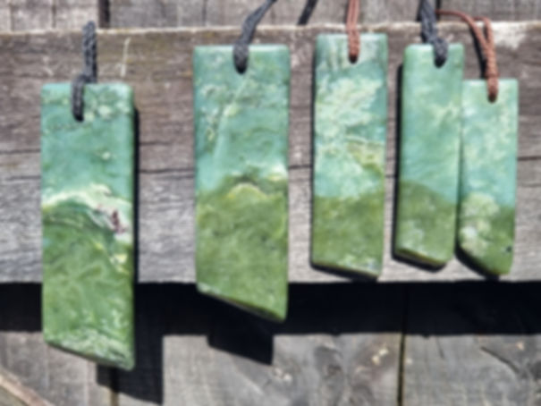 Hand-Carved Pounamu - Tokoweka and Inanga with inclusions