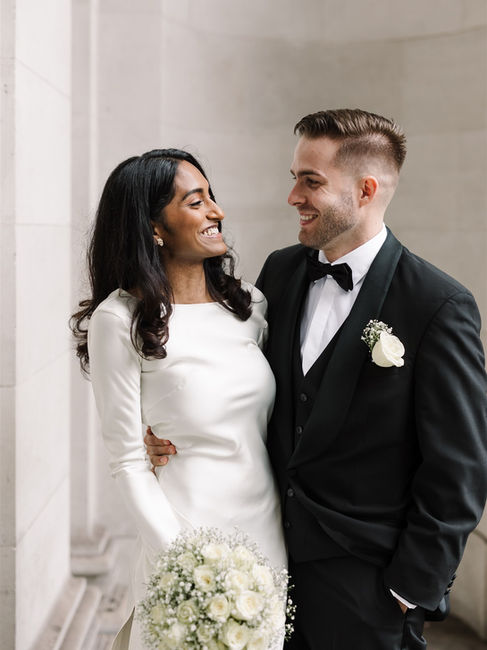 bride and groom black tie elopement London