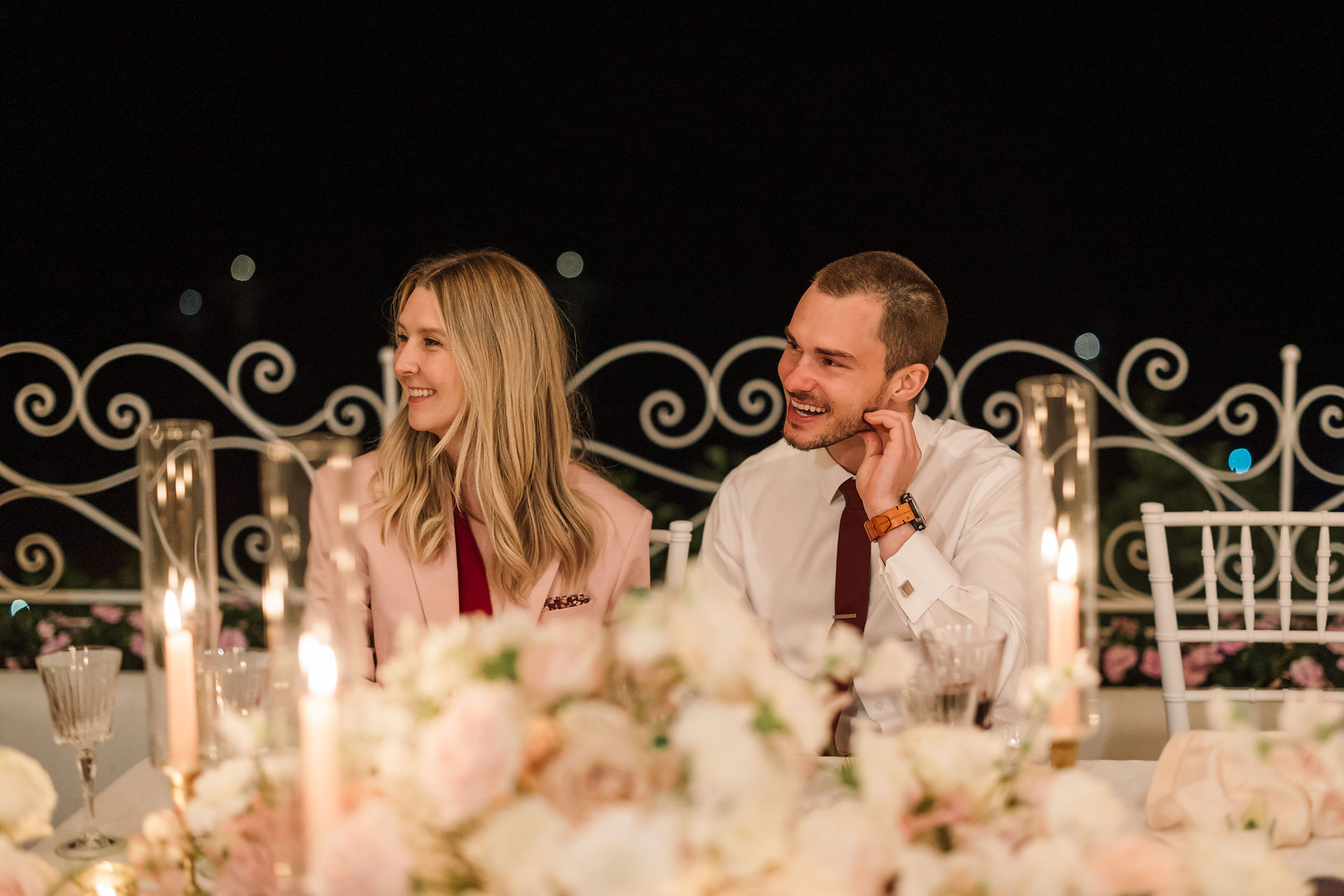 wedding guests laughing hotel marincanto