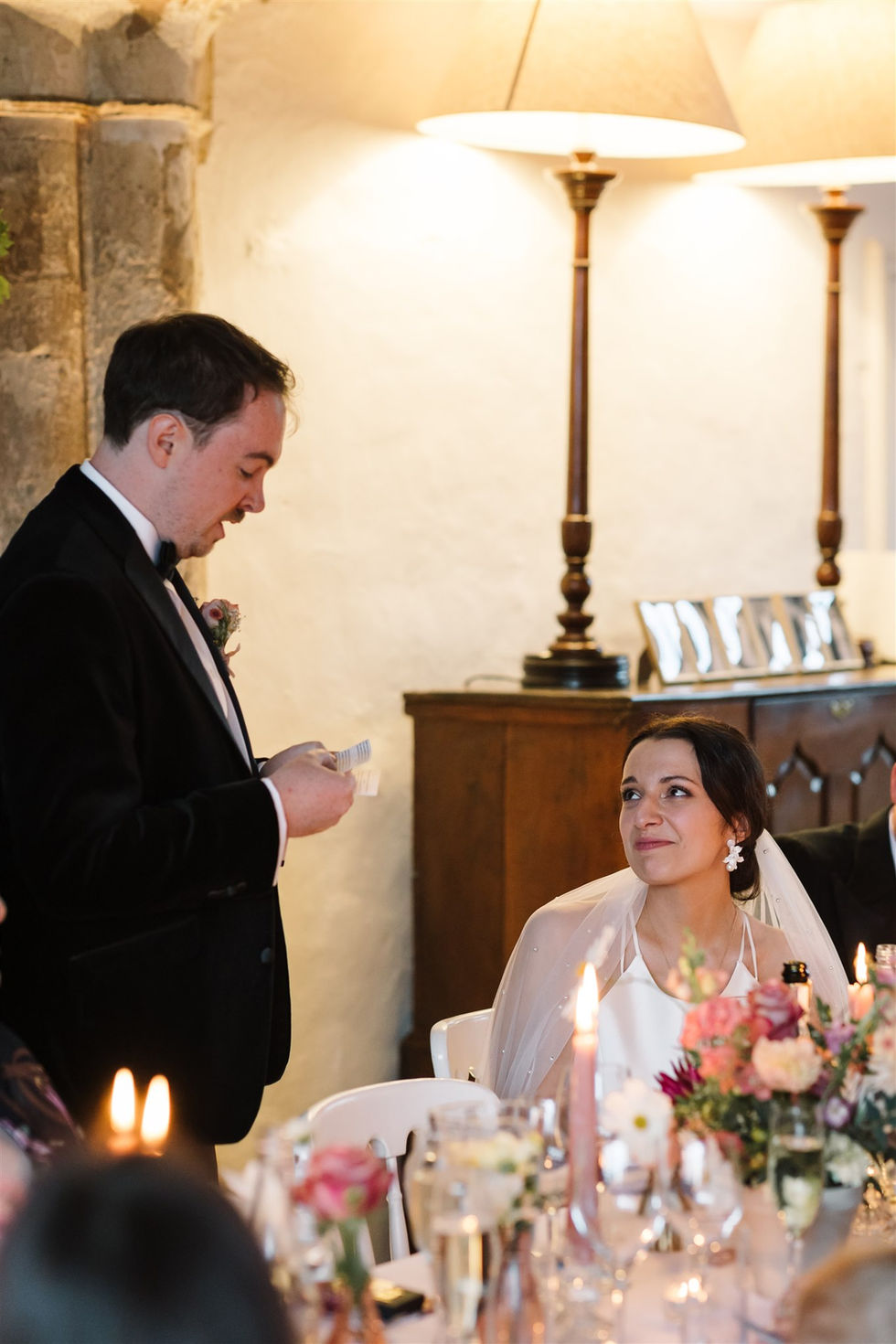 bride emotional during grooms speech