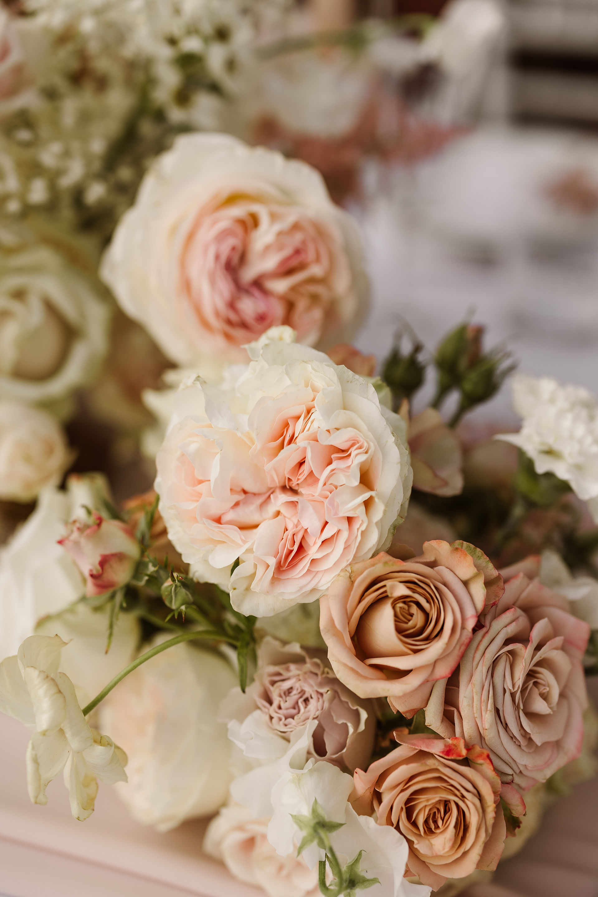 blush wedding flowers positano