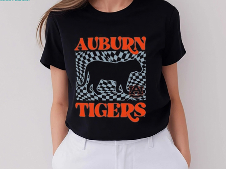 Official auburn Tigers Women’s Comfort Colors Checkered Mascot Shirt
