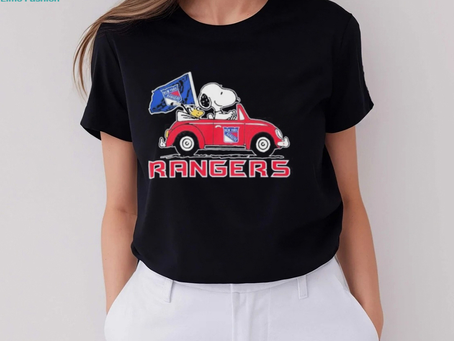 Official Peanuts Snoopy And Woodstock On Car New York Rangers Hockey Shirt
