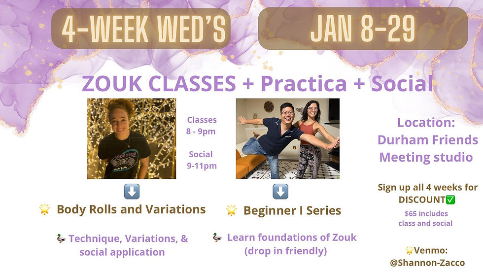 Jan 8-29 New Year Zouk Series!